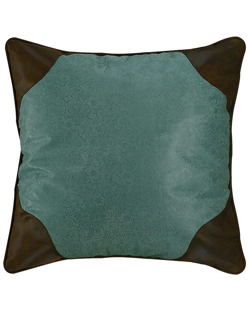 HiEnd Accents Tooled Turquoise Faux Leather Euro Sham