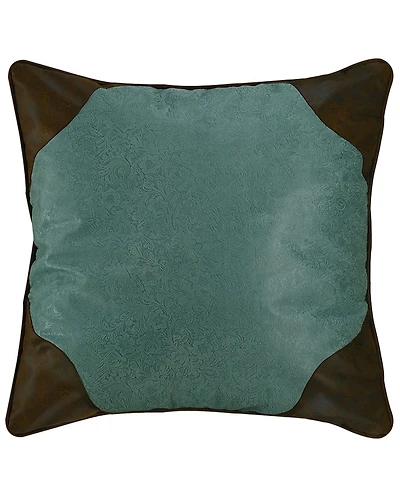 HiEnd Accents Tooled Turquoise Faux Leather Euro Sham