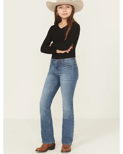 Wrangler Girls' Medium Wash Lia Bootcut Stretch Denim Jeans