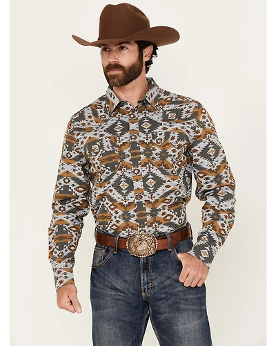 Cody James Men's Buckle Up Southwestern Print Long Sleeve Snap Western Shirt - Tall