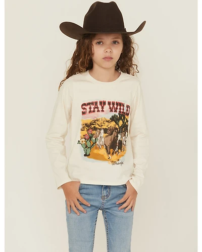 Wrangler Girls' Stay Wild Long Sleeve Graphic Tee