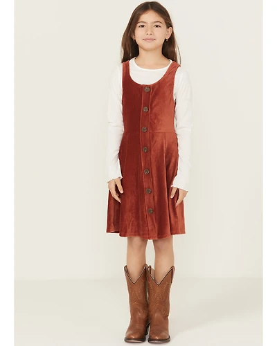 Trixxi Girls' Button-Down Long Sleeve Shirt Set Dress