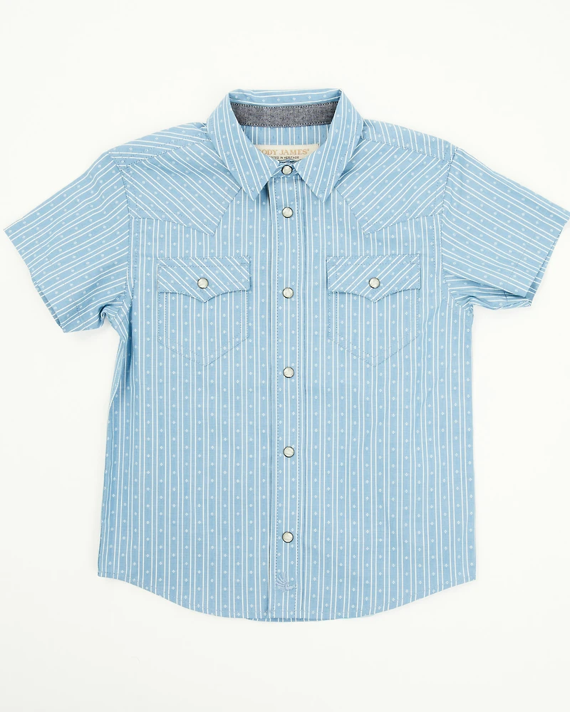 Cody James Toddler Boys' Cowboy Way Striped Print Short Sleeve Snap Western Shirt