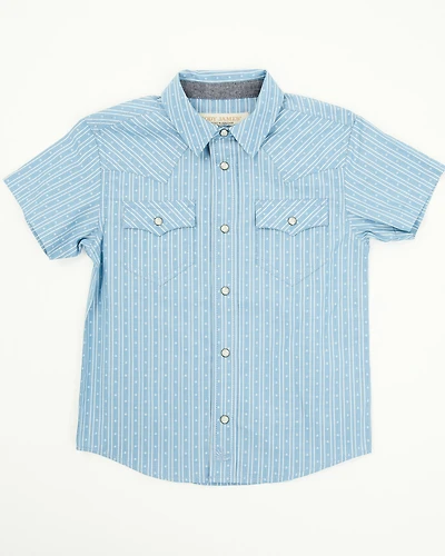 Cody James Toddler Boys' Cowboy Way Striped Print Short Sleeve Snap Western Shirt