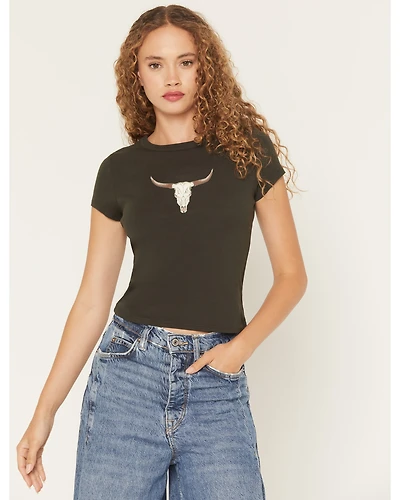 Originality Women's Steerhead Short Sleeve Graphic Baby Tee