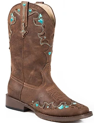 Roper Girls' Vintage Crystal Western Boots - Square Toe