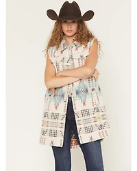Cotton & Rye Women's Boot Barn Exclusive Studded Southwestern Print Long Vest