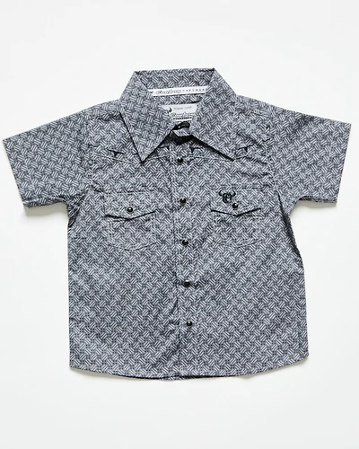 Cowboy Hardware Toddler Boys' Geo Print Short Sleeve Snap Stretch Western Shirt
