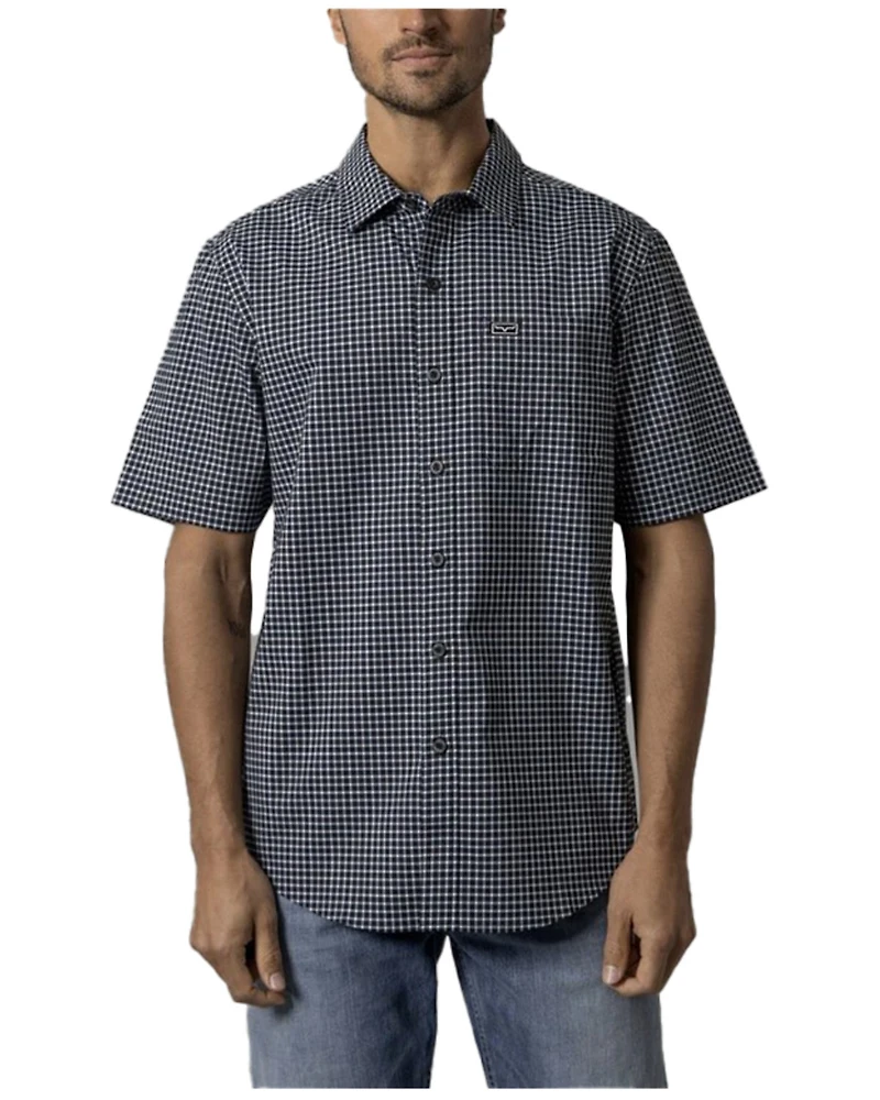 Kimes Ranch Men's MC Copper Plaid Print Short Sleeve Button-Down Stretch Performance Shirt