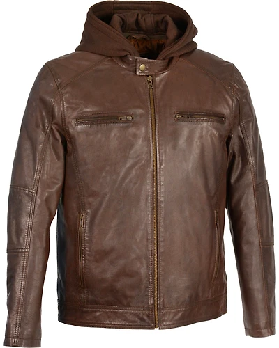 Milwaukee Leather Men's Snap Collar Moto Jacket w/ Removable Hood - Big 3X