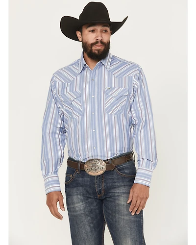 Ely Walker Men's Striped Long Sleeve Pearl Snap Western Shirt
