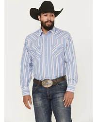 Ely Walker Men's Striped Long Sleeve Pearl Snap Western Shirt