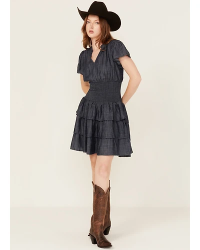 Ariat Women's Stellar Tiered Short Sleeve Mini Denim Dress