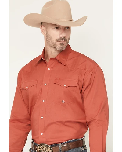 Roper Men's Solid Long Sleeve Snap Stretch Western Shirt