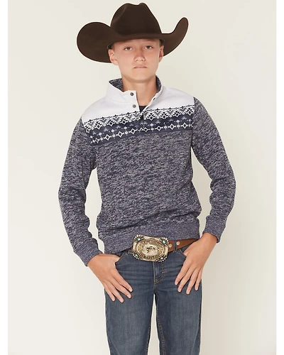 Hooey Boys' Stevie Colorblock Quarter Snap Pullover