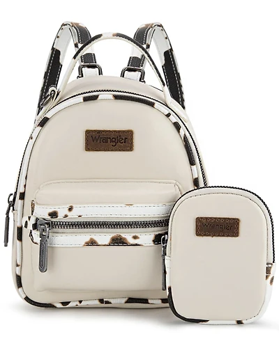 Wrangler Women's Cow Print Trim Mini Backpack with Coin Pouch
