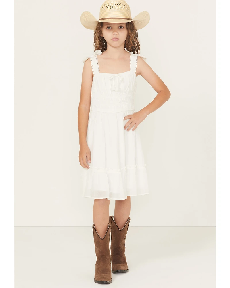 Ash & Violet Girls' Solid Bow Sleeve Dress