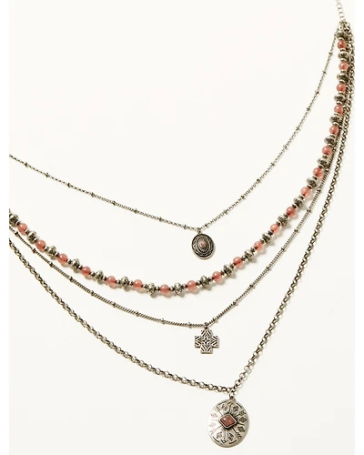 Shyanne Women's Strawberry Skies Layered Beaded Statement Necklace