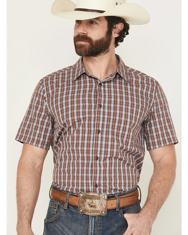 Gibson Trading Co Men's Mud Hole Plaid Print Short Sleeve Button-Down Western Shirt