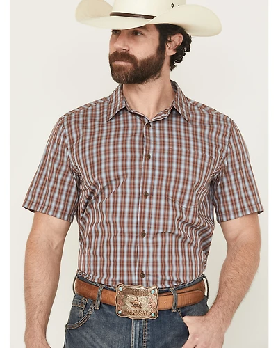 Gibson Trading Co Men's Mud Hole Plaid Print Short Sleeve Button-Down Western Shirt