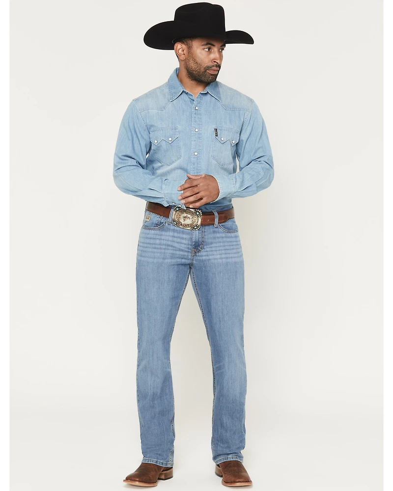 Cinch Men's Light Wash Ian Slim Bootcut Performance Stretch Denim Jeans