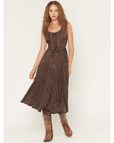 Scully Women's Lace-Up Jacquard Midi Dress