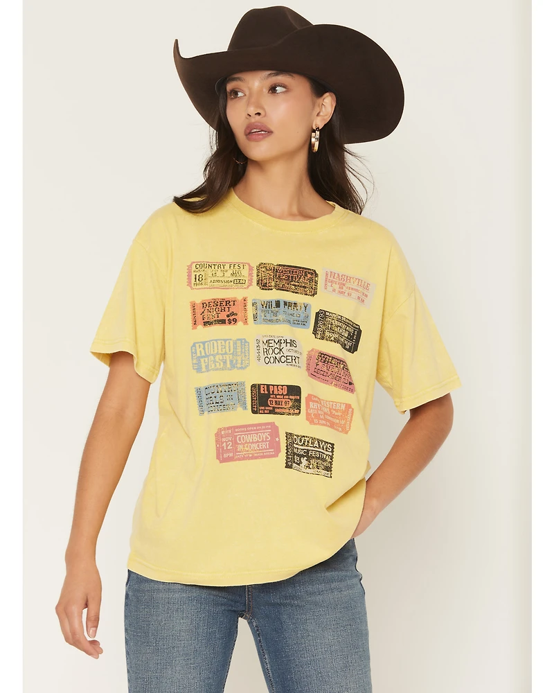 Cleo + Wolf Women's Ticket Stub Short Sleeve Graphic Boyfriend Tee