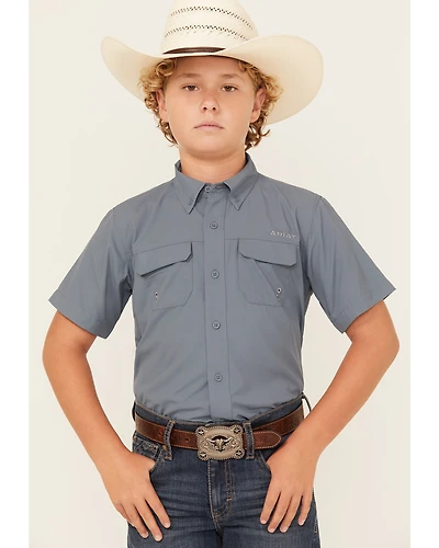 Ariat Boys' VENTEK Solid Short Sleeve Button-Down Western Shirt