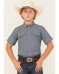 Ariat Boys' VENTEK Solid Short Sleeve Button-Down Western Shirt