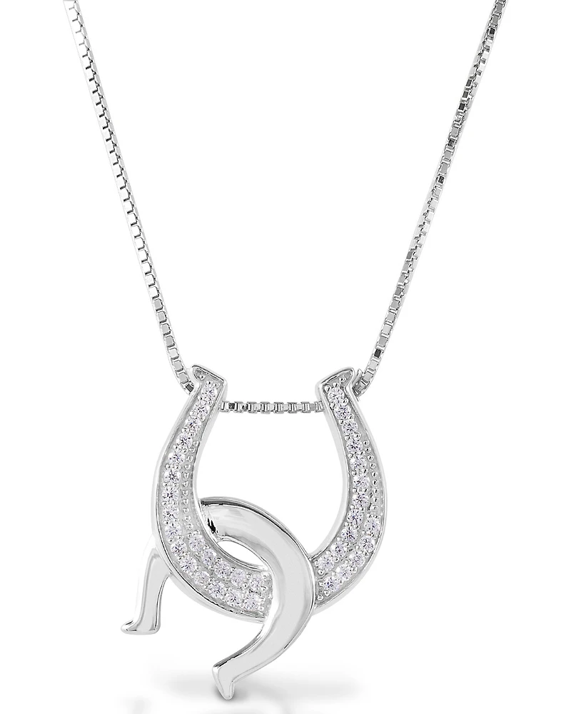 Kelly Herd Women's Clear Double Horseshoe Necklace
