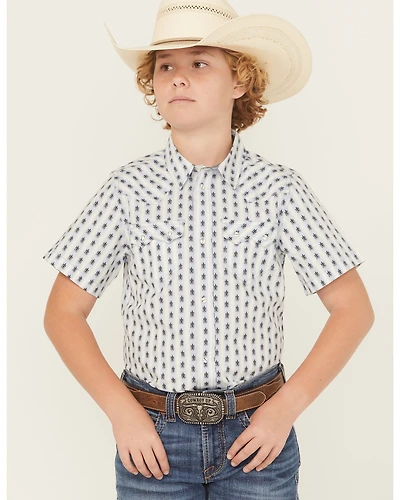 Cody James Boys' Outlaw Pass Striped Print Short Sleeve Snap Western Shirt