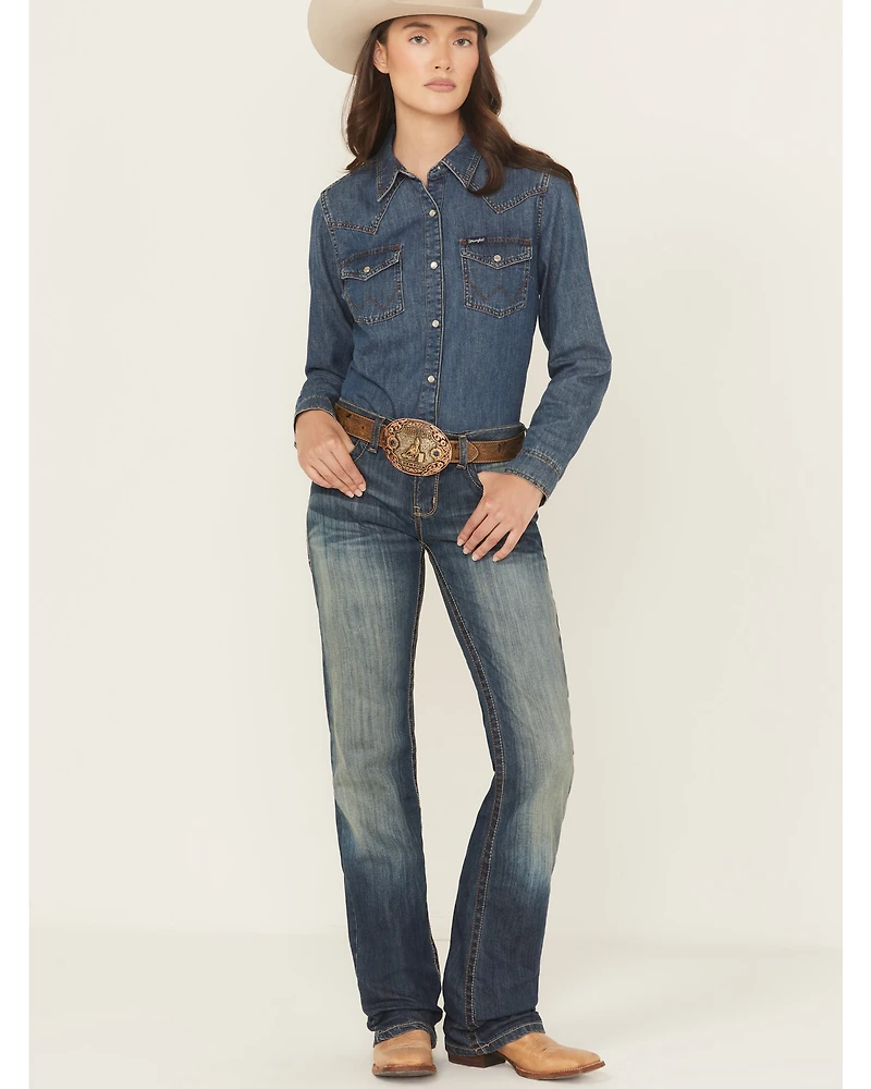 Cinch Women's Ada Mid Rise Bootcut Relaxed Fit Stretch Denim Jeans