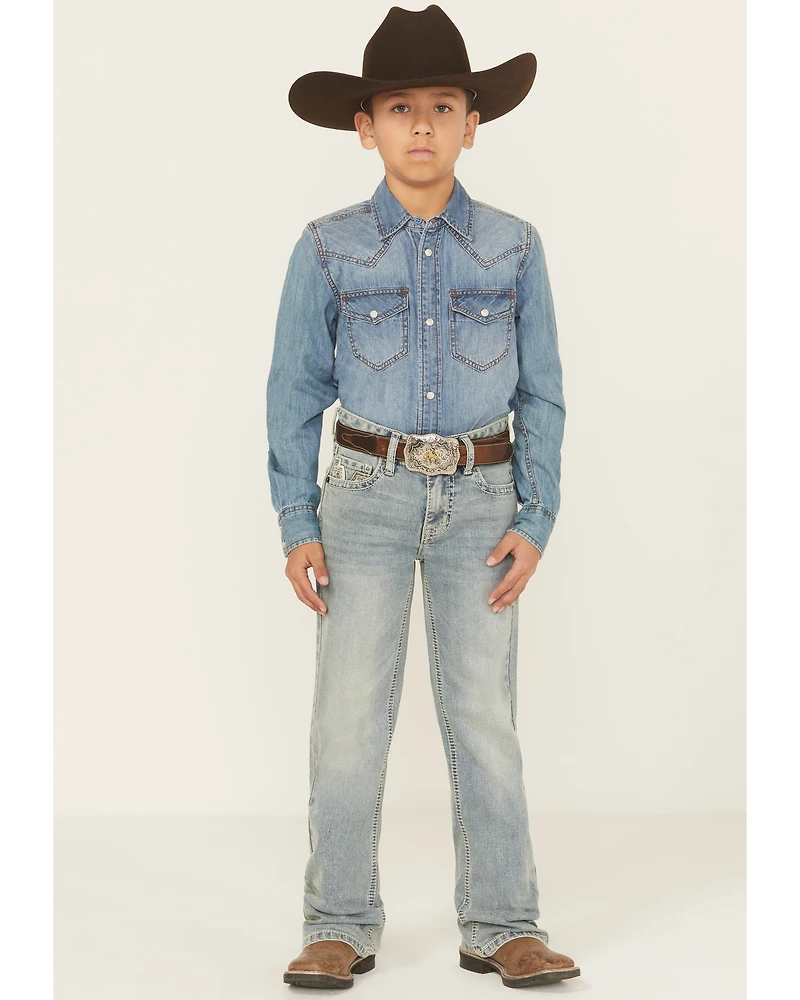Rock & Roll Denim Boys' Light Wash Bootcut Stretch Jeans