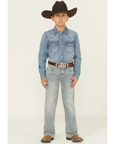 Rock & Roll Denim Boys' Light Wash Bootcut Stretch Jeans