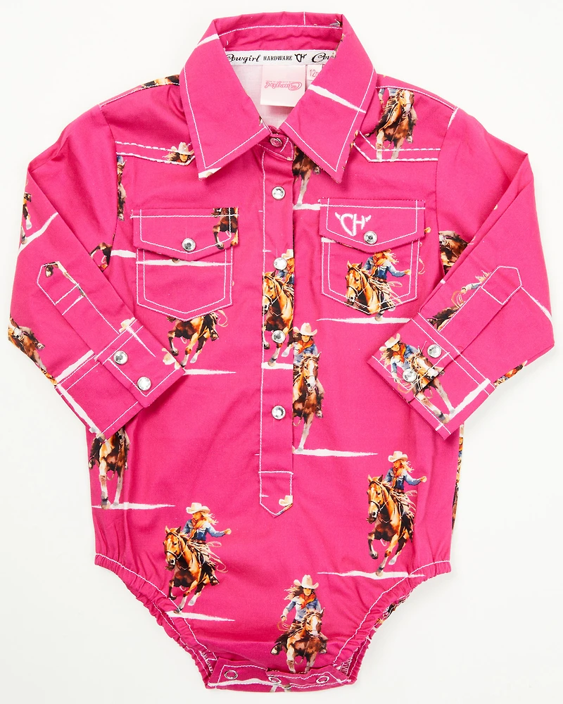 Cowgirl Hardware Infant Girls' Print Long Sleeve Snap Onesie