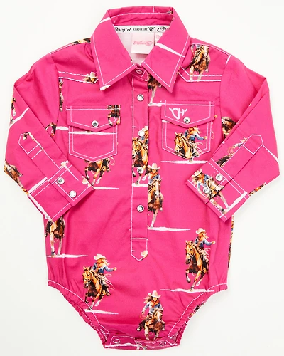 Cowgirl Hardware Infant Girls' Print Long Sleeve Snap Onesie