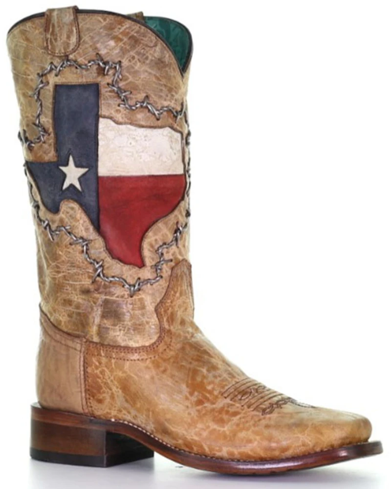 Corral Women's Texas Flag Shaft Western Boots - Broad Square Toe