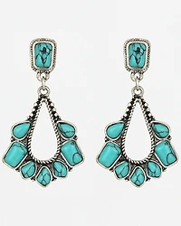 Prime Time Jewelry Women's Silver & Turquoise Stone Chandelier Earrings