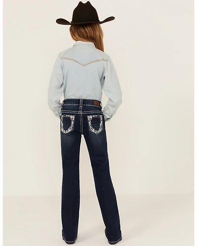 Shyanne Girls' Southwestern Floral Border Pocket Stretch Bootcut Jeans