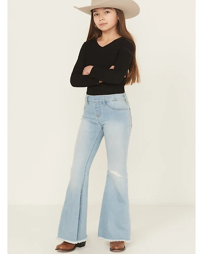 Shyanne Girls' Light Wash Flare Stretch Denim Jeans