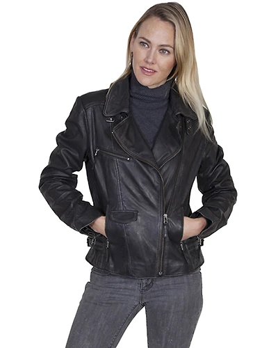 Scully Women's Black Motorcycle Leather Jacket