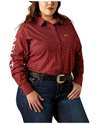 Ariat Women's Team Kirby Geo Print Long Sleeve Button-Down Stretch Western Shirt - Plus