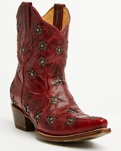 Black Star Women's Marfa Studded Western Booties - Snip Toe