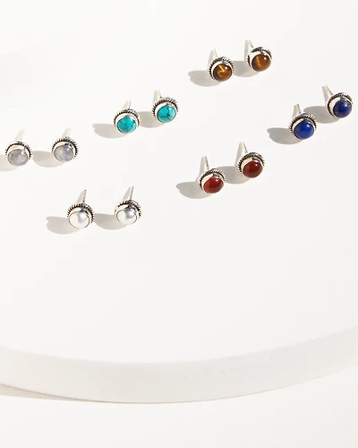 Paige Wallace Women's Multi-Stone Stud Earring Set - 6 Piece
