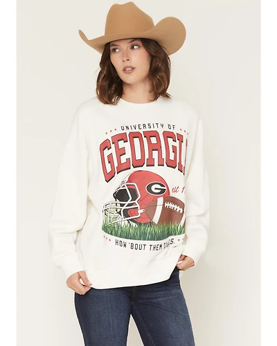 Gameday Women's UGA Bulldogs Helmet Embroidered Graphic Crewneck