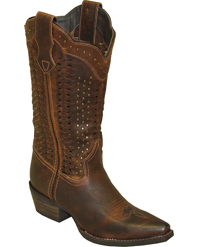 Rawhide by Abilene Scalloped and Weaving Western Boots - Snip Toe
