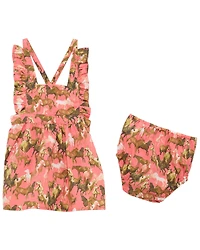 Wrangler Infant Girls' Horse Print Sleeve Dress And Diaper Set - 2 Piece