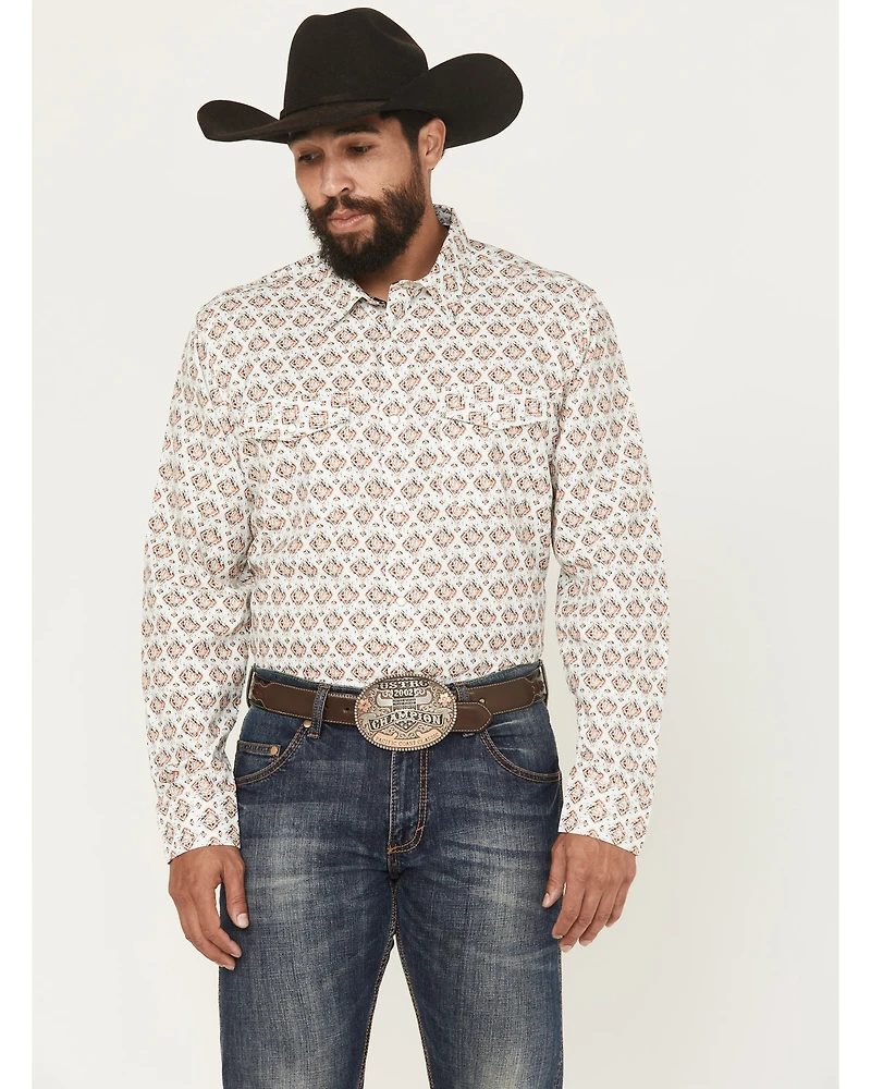 RANK 45® Men's Romans Medallion Print Long Sleeve Snap Performance Western Shirt