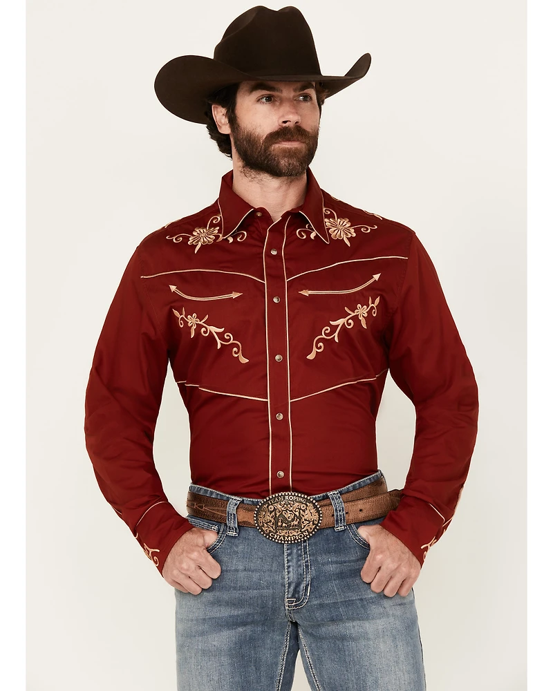 Wrangler Men's Rodeo Ben Embroidered Long Sleeve Snap Western Shirt