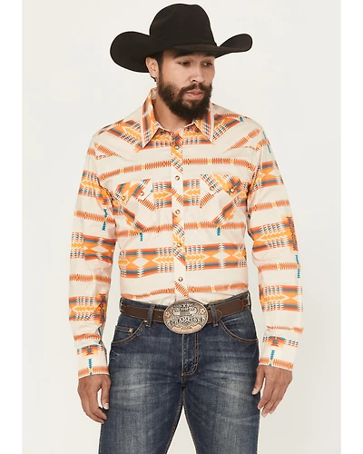 Rock & Roll Denim Men's Southwestern Long Sleeve Snap Stretch Western Shirt